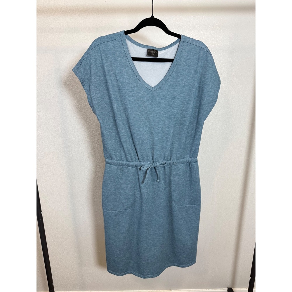 32 Degrees Cool Womens Heathered Blue V-Neck Drawstring Waist Pocket Dress M‎